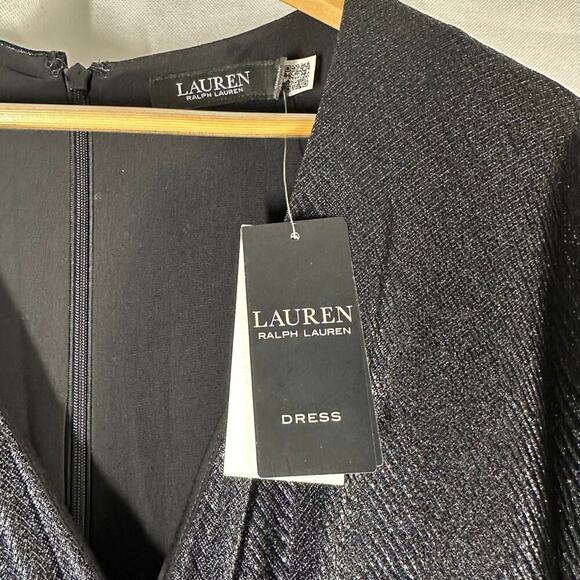 Lauren Ralph Lauren Twist-Front Cape-Overlay Gown Black Size US 6 - Picture 5 of 14